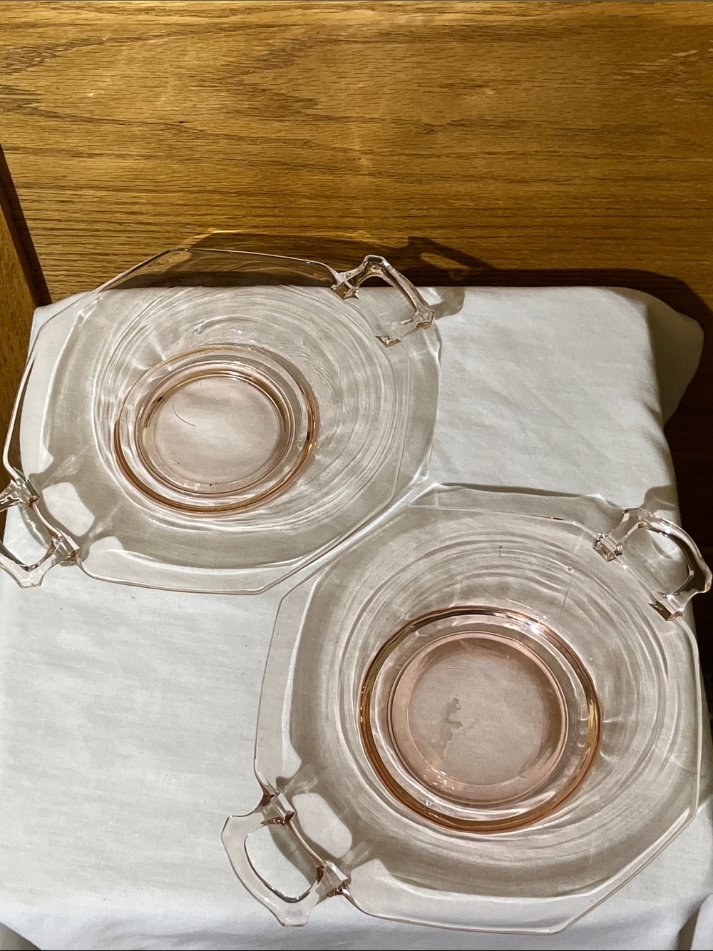 Unbranded Pale Pink Glass Serving Plates- Set of 2